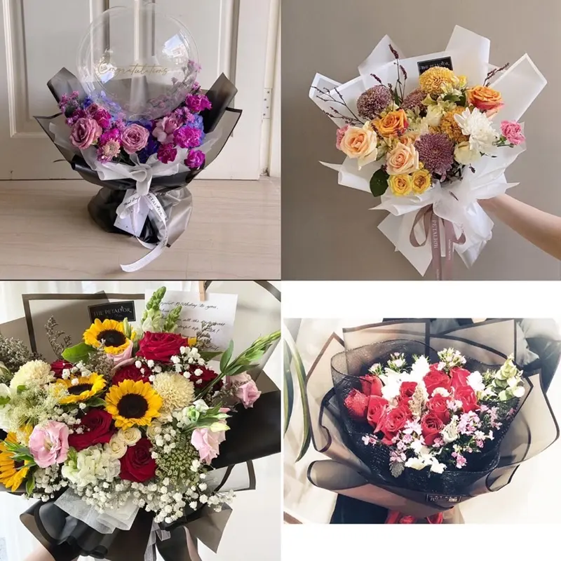 *5 LEMBAR* Kertas Cellophane Buket Bunga (Line Color) Flower Wrapping Paper Celophane / Chellophane Murah untuk Snack 2