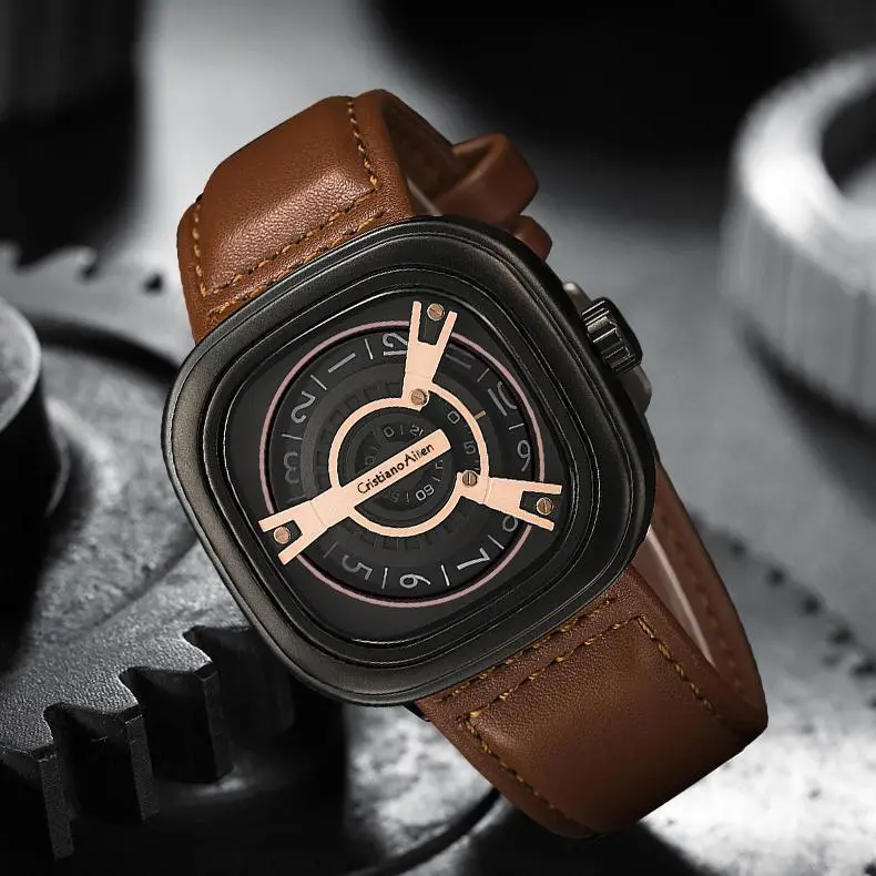 Cristiano Aillen Jam Tangan Wanita 0853 Kulit Leather Original Analog Turbine Water Resistant 3 ATM Watches