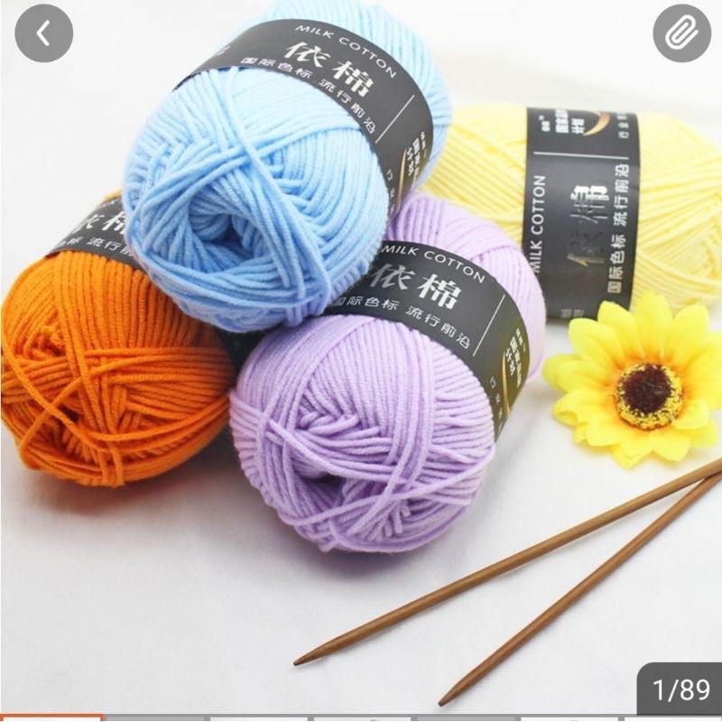 Len milk cotton 50g - móc hoa móc thú