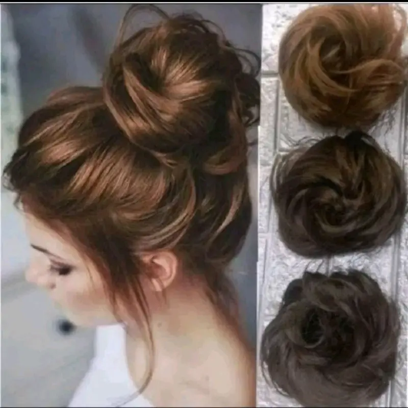 IKAT RAMBUT WIG KARET RAMBUT PALSU KONDE CEPOL RAMBUT BERVOLUME UNTUK PESTA TIDAK MENGKILAP SANGGUL INSTAN 0