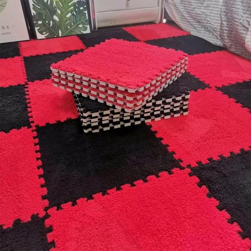 Product Introduction of Plaid Pattern Carpet, 10pcs/set Non-slip Soft Interlocking Floor Mat, Decorative Carpet for Home Living Room Bedroom, Home Decor 12