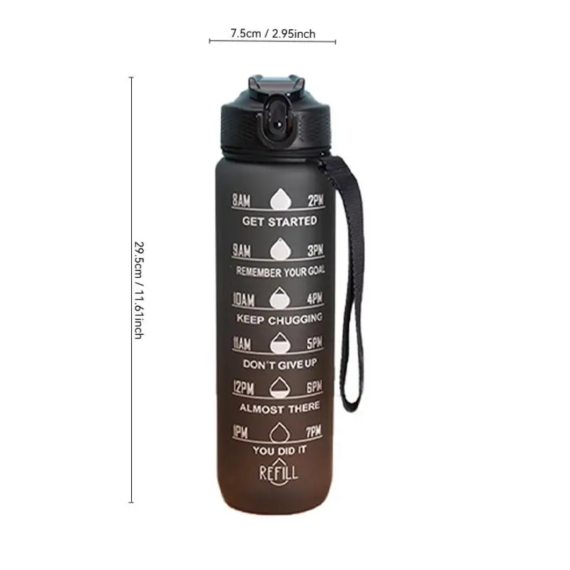 1000ML Large Capacity Water Bottle, 1 Count Portable Straw Sports Drinking Cup with Time Scale, Drinking Bottle for Home Office School Outdoor, Drinkware 1