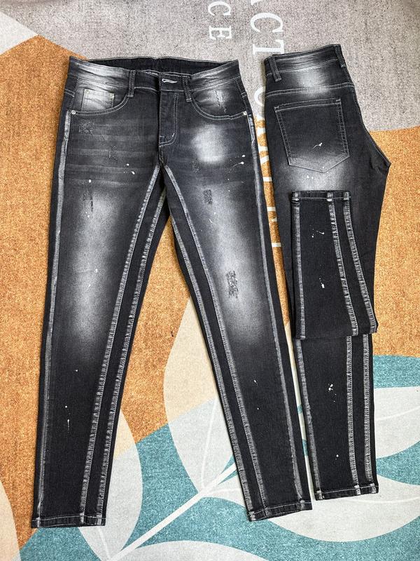  QUẦN JEANS NAM 2 ĐÁY ĐI VIỀN CÁ TÍNH  QUẦN BÒ NAM XÁM ĐEN WASH LOANG MÀU RÁCH CÀO NHẸ PHẨY SƠN TRẮNG TẠO KIỂU LÊN FORM CHUẨN DÁNG Menswear Pants Có Túi Baggy 