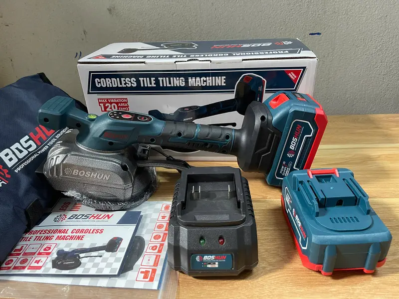 Máy đầm hút gạch men , máy rung đầm gạch men ốp lát PIN BOSHUN 5