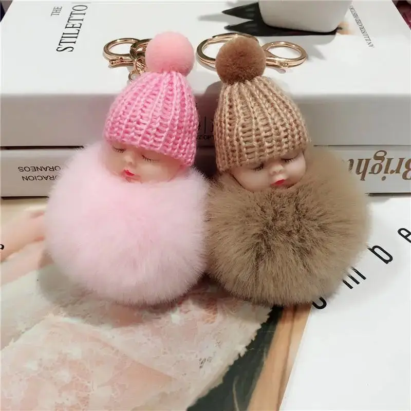 HOSP Gantungan Kunci Boneka Baby Lucu Baru Dobel Bahan Bulu Halus & Lembut Warna Gold Cocok untuk Tas Mobil atau Motor Gantungan Kunci Rumah Elegan dan Cantik 2