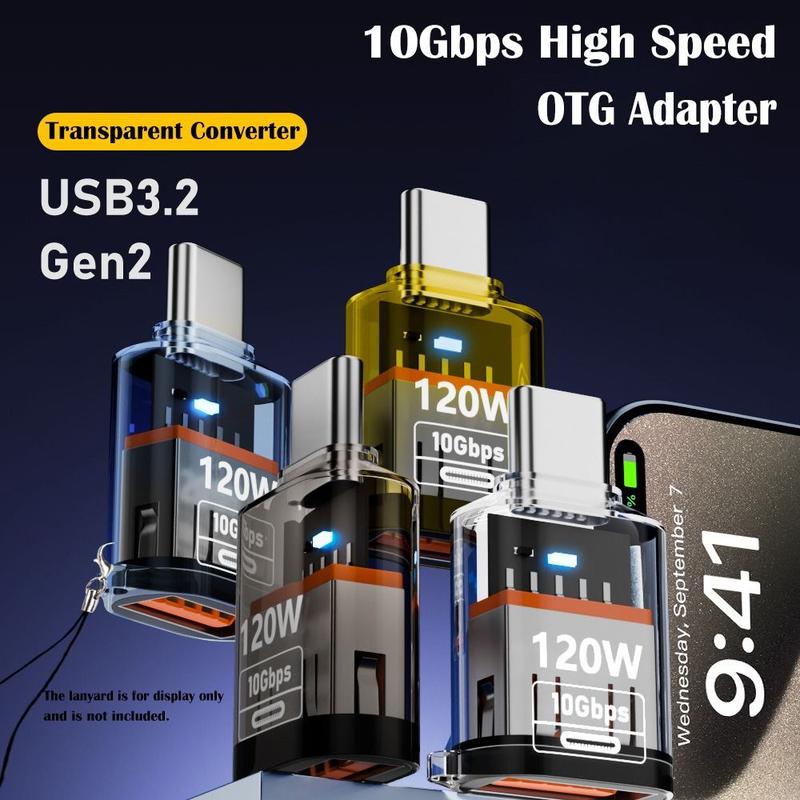 wantoy Chuyên nghiệp 10Gbps Bộ chuyển đổi Loại C sang USB-A Đèn báo Pd 120W Bộ mở rộng USB-C Truyền dữ liệu Sạc nhanh Bộ chuyển đổi OTG HDD
