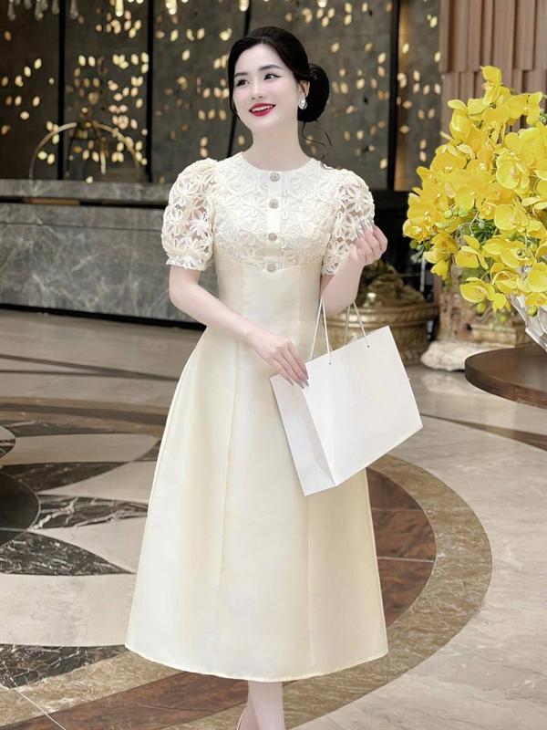   MIỄN SHIP  MDU4397 Váy Tafta Phối Ren 2 Lớp - Vẻ Đẹp Tinh Tế Sang Trọng Dành Cho Nữ Women Dress 