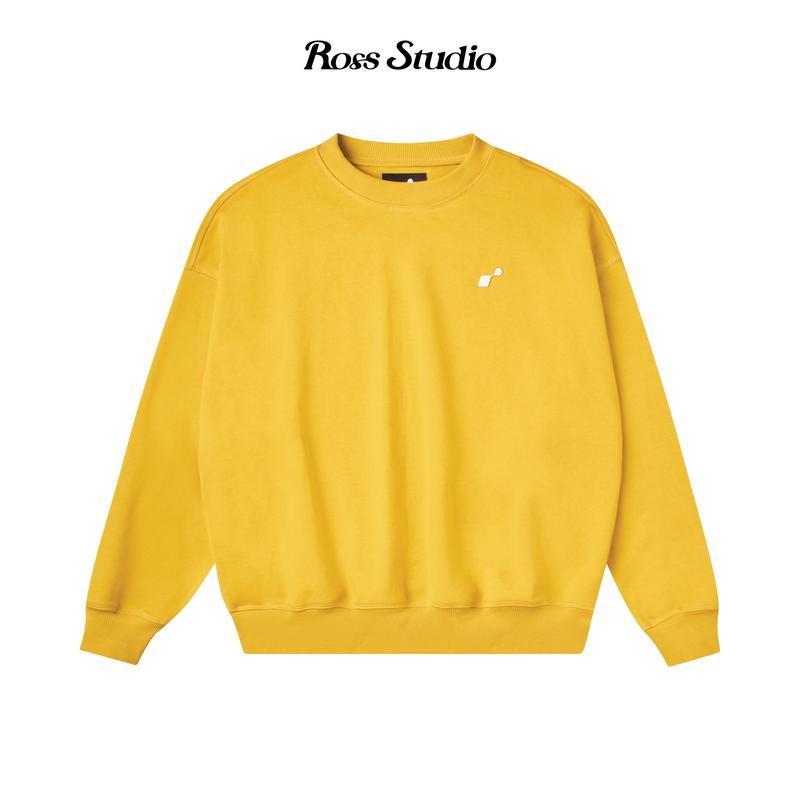 ROSS STUDIO - Áo Sweater Basic Vàng Logo Kim Loại 440gsm - R IC BASIC YELLOW SWEATER