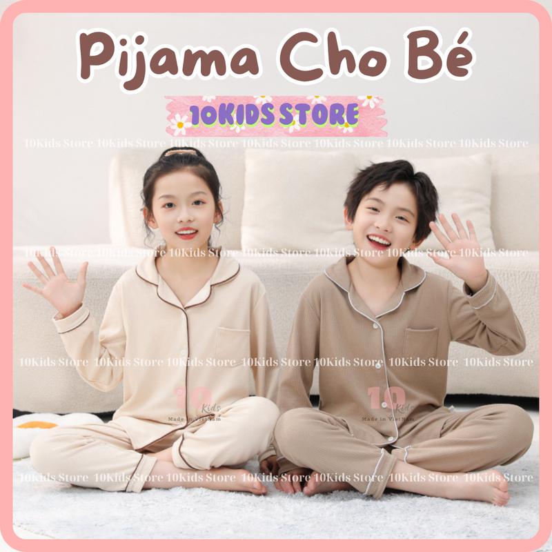 Bộ Pijama Dài Bé Trai Bé Gái 9-45KG Quần Áo Trẻ Em Chất Liệu Lụa Hàn Thoáng Mát - Đồ Ngủ Cho Bé Đồ Mặc Nhà Cho Bé Đồ Bộ Bé Trai Đồ Bộ Bé Gái 10kids
