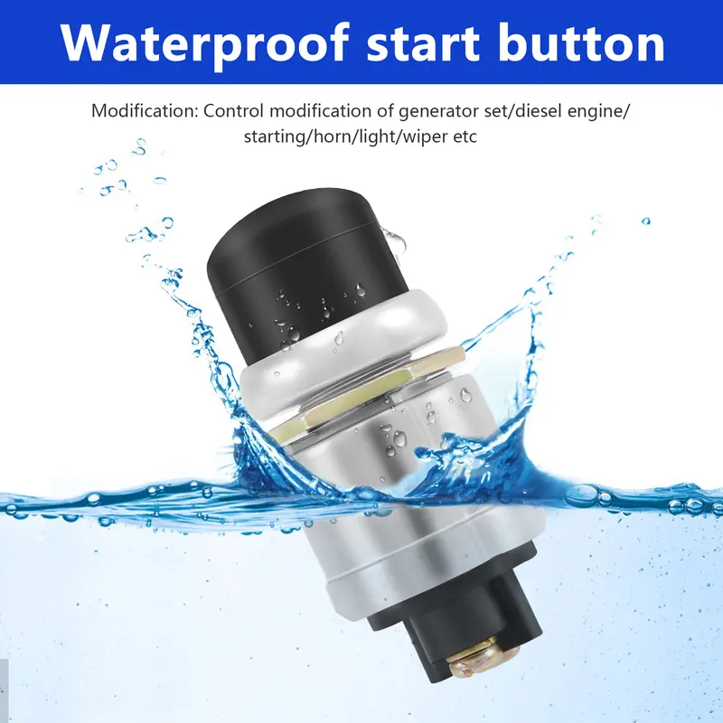 12V 50A Waterproof Switch Push Button Cars Boat Track Horn Engine Start 4