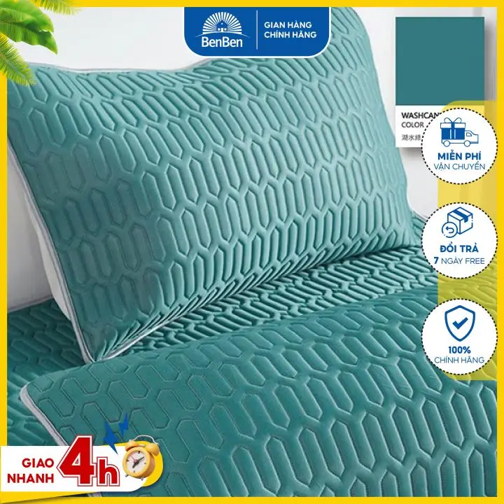 Vỏ gối điều hòa cao su non tencel size 50x70cm, chất liệu mịn mát, giúp bạn có giấc ngủ ngon, áo gối cao su benben 4