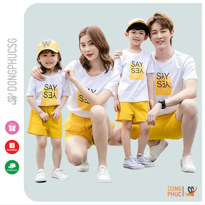 Áo gia đình 3/4/5 người đồ đôi mẹ và bé thun cotton dày dặn mẫu đồng phục gia đình SAY YES | DONGPHUCSG 2