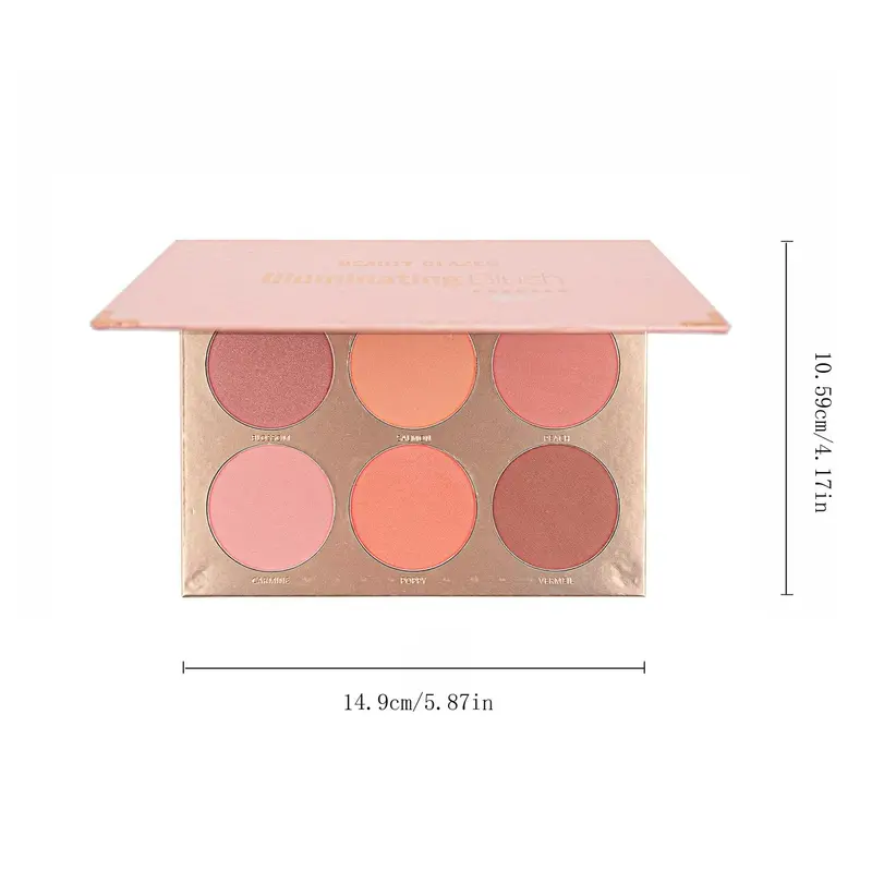 6 Colors Natural Blusher Palette, Long Lasting Shimmering Blush Palette, Cheeks Contour Blush Pressed Powder, Natural Look Blush for Daily Makeup 1