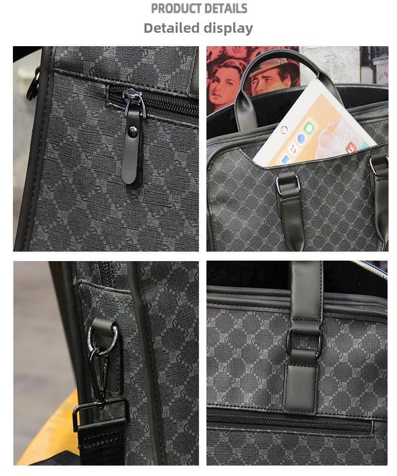 Product Introduction of Handbag Men's trendy brand Business plaid Men's shoulder bag Fashion business travel briefcase Oblique span Computer file bag 5