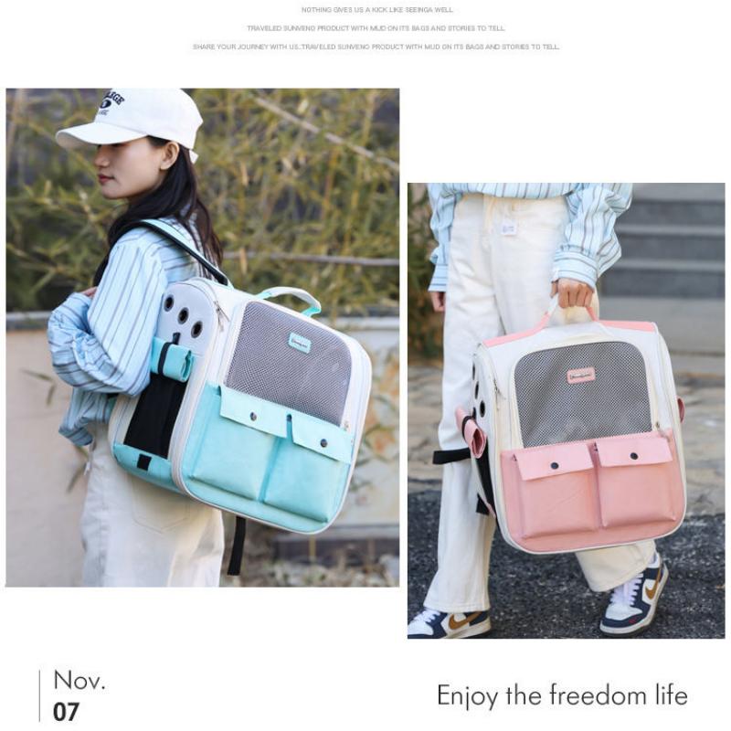 Product Introduction of Pet Cat Bag Portable Portable Space Capsule Dog Small And Medium-sized Dog Foldable Side-open Breathable Single And Double Shoulder Back 14