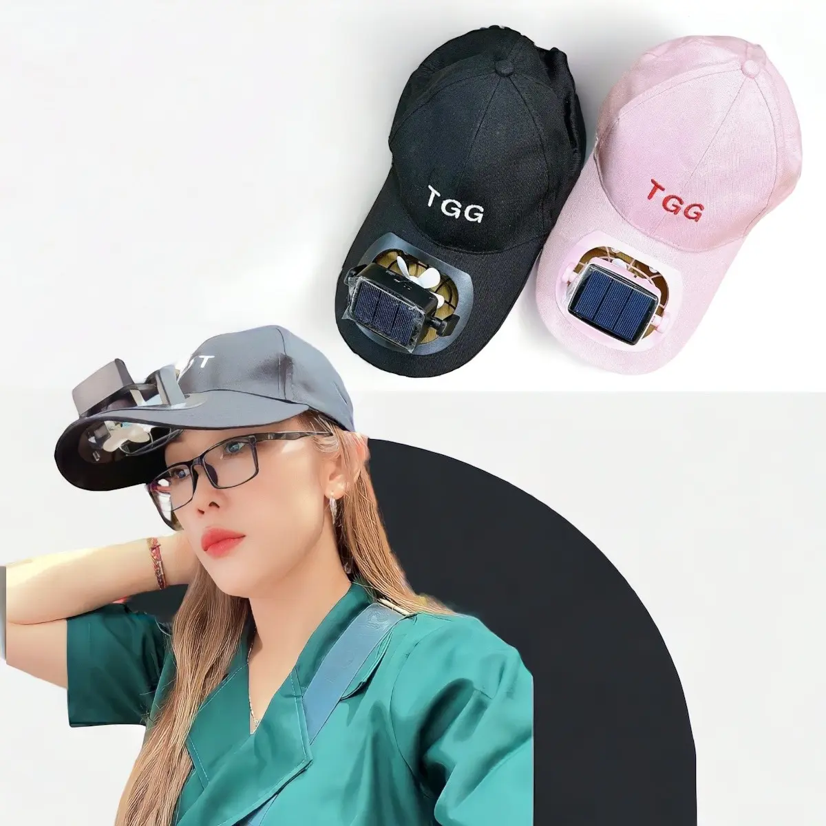 Mũ Vải, Tích Hợp 2 Chức Năng Với Quạt, Chạy Bằng Pin Và Chạy Bằng Năng Lượng Mặt Trời, Làm Bằng Chất Liệu Bông, Phụ Kiện Nữ, Đi Kèm Với Mũ