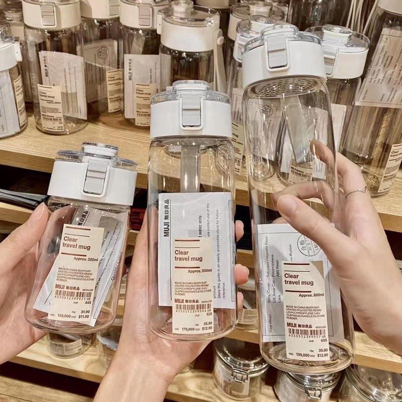 COMBO 3 Bình Nước Nhựa Muji 350ml 550ml 800ml Có Nắp Đậy Tay Cầm Tiện Dụng Đựng Gì Cũng Ngon Ecohomevn