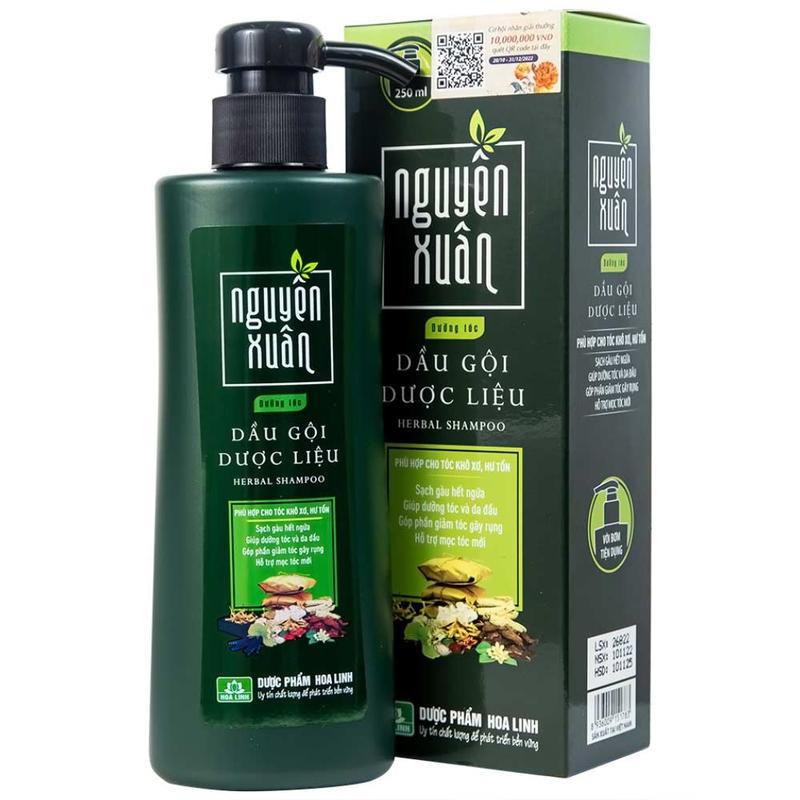  Dầu gội đầu dược liệu Nguyên Xuân màu xanh lá - Dưỡng tóc phục hồi hư tổn - Nữ shopoanh2024 Women 