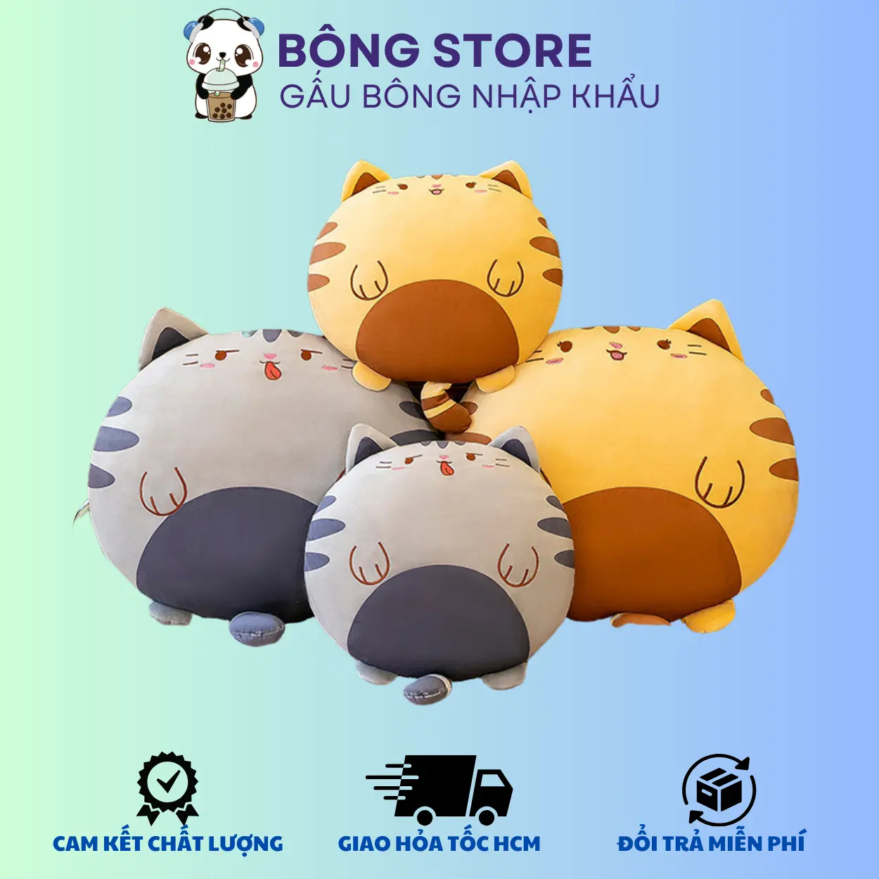 Gối hình Mèo cực dễ thương cute - Gối nằm tựa lưng - Gối Mèo - Gối hình thú - Thú nhồi bông nhập khẩu - Gấu bông giá rẻ