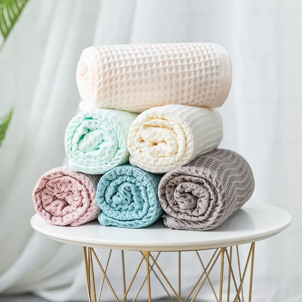 Large Waffle Hotel Cotton For Adults Household Washcloth Face Towel Handkerchief Bath Towel
