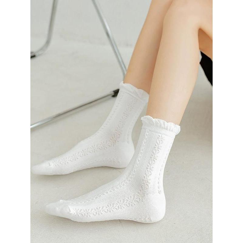 Set 10 Đôi Tất Nữ Cao Cổ Trắng Phong Cách Vintage Tiểu Thư Siêu Hot 3