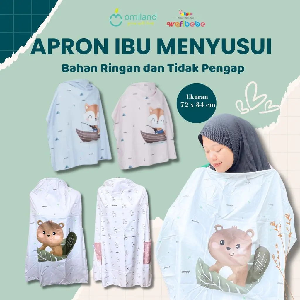 Omiland Nursing Cover Apron Menyusui Mudah Dibawa & Disimpan