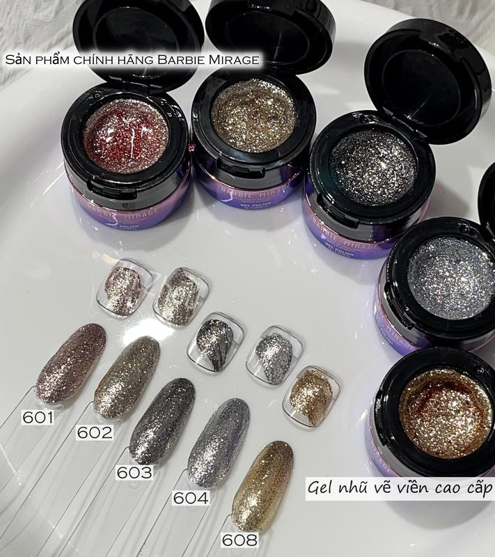 Gel nhũ siêu sáng Barbie Mirage, gel nhũ vẽ viền siêu sáng, gel nhũ vẽ viền cao cấp