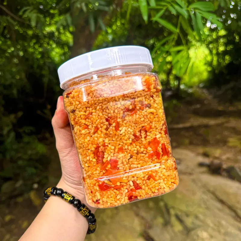 [ VỊ CAY TIÊU CHUẨN - MUA 1 ĐƯỢC 3 ] Cơm Rang Không Dầu 1000gr TẶNG Hũ Khô Gà Lá Chanh 100% Thịt Gà Nguyên Chất 100gr 8