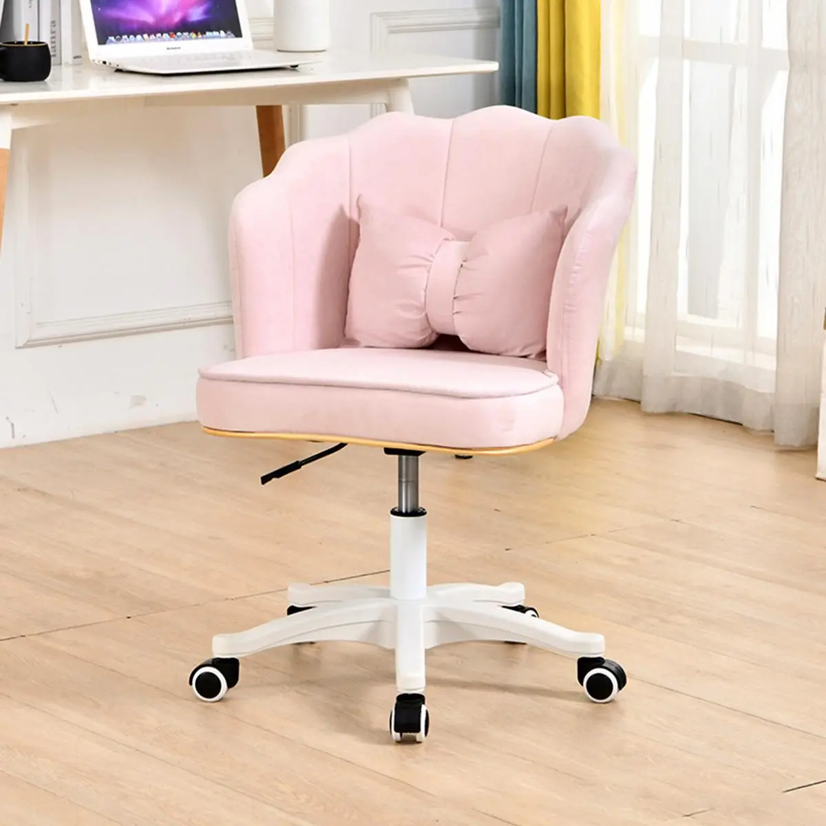 Ghế vương miện chân xoay GVM02 ghế trang điểm có bánh xe di chuyển, nhiều màu sắc, chất liệu nỉ nhung mềm mại