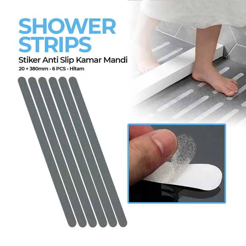 SSW Stiker Anti Slip Kamar Mandi Shower Strips 20x380mm 6 PCS - TT-19 - Black 0