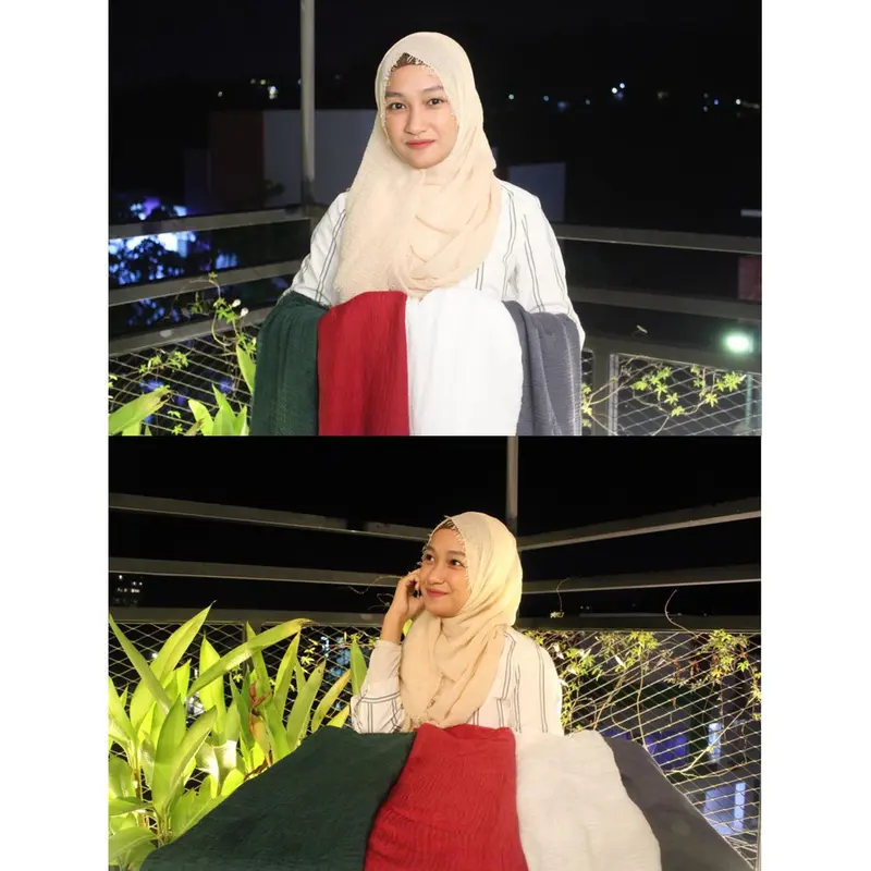Hijab Pashmina Jilbab Crinkle Pashmina Jilbab Renda Bahan Katun Muslim Kerudung Instan Diamond Crepe 4