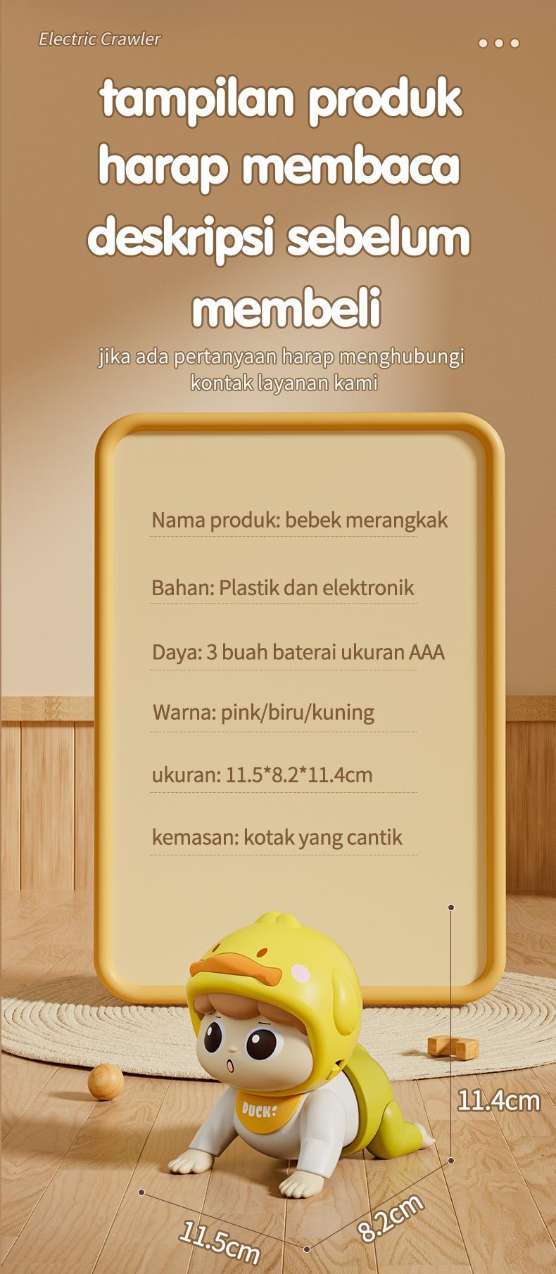 Habibi Boneka Merangkak Elektrik Bayi 0-12 Bulan - Mainan Edukasi Pelatih Gerak & Angkat Kepala Interaktif Toys Perempuan Dolls bayi  mainan