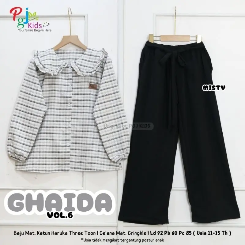 Ghaida Vol 6 Set Atasan + Celana Anak Perempuan Usia 11-15 tahun Set Kulot Anak Perempuan Remaja Original Pgj 0