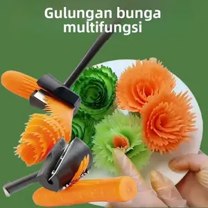 Pengiris Spiral Buah dan Sayuran Spiral Stainless Steel Kreatif Pengiris Salad Wortel Mentimun Pisau Ukir Pengiris Buah