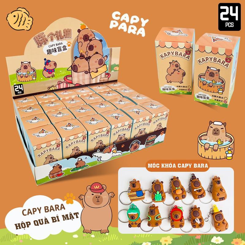 [24 Hộp] Hộp Đựng Móc Khóa Capybara, Pop Mart Bóc Quà Bí Mật, Đồ Chơi Sanrio Kuromi Labubu PVC Móc Khóa - Móc Chìa Khoá, Móc Khoá