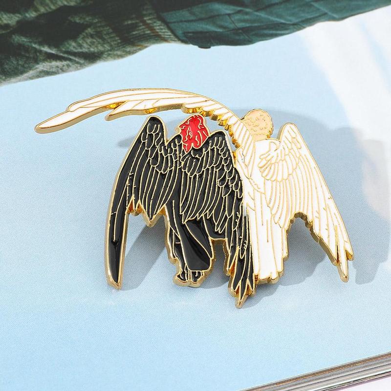 Product Introduction of Hard Metal Pin Black And White Angel Series Cartoon Couple Brooch Angel & Demon Angel Demon Badge Accessories 21