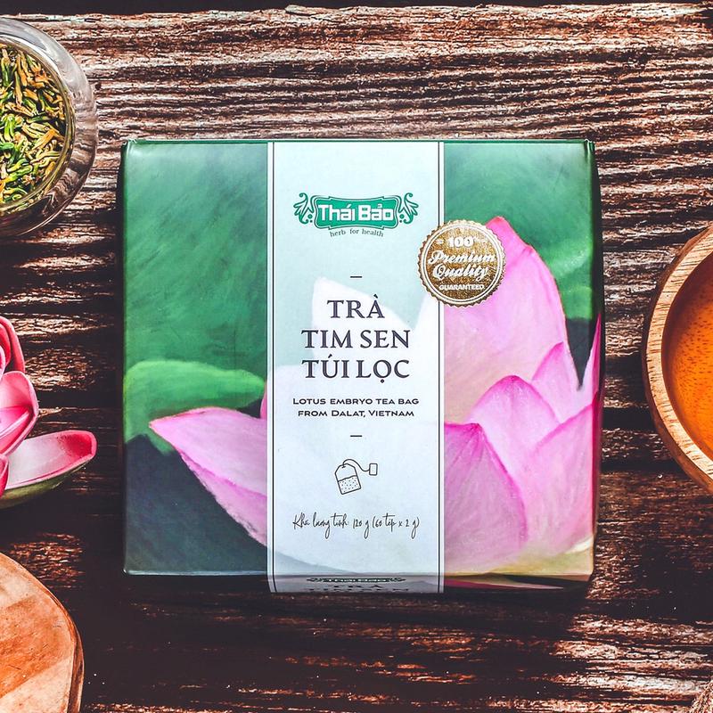 Trà tim sen túi lọc Langfarm x Thái Bảo - Thảo mộc cho sức khoẻ thơm dịu vị thiên nhiên sản xuất tại Đà Lạt - Mẫu pastel art 60 tép