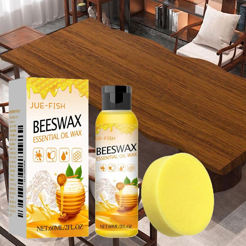 Product Introduction of Beeswax Wood Furniture Polish Wax with Sponge, 1/2 Counts Home Furniture & Floor Polishing Wax, Household Cleaning Supplies for Home Kitchen Bathroom 0