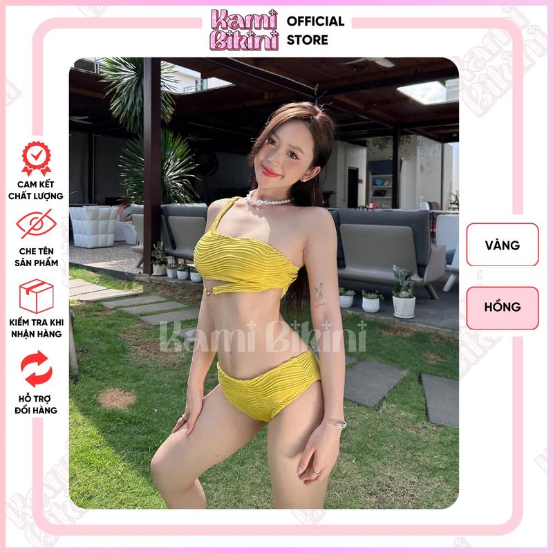 (ẢNH THẬT) Bikini 2 mảnh JENNIE thun sóng sang chảnh màu vàng [ H08 ] 0