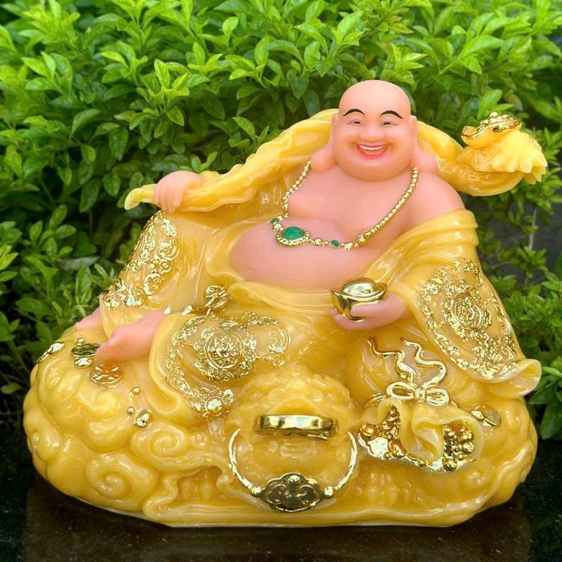 Tượng Di Lặc Phú Quý áo gấm ( chất liệu đá cao cấp . ngang 50cm cao 40cm ) 5