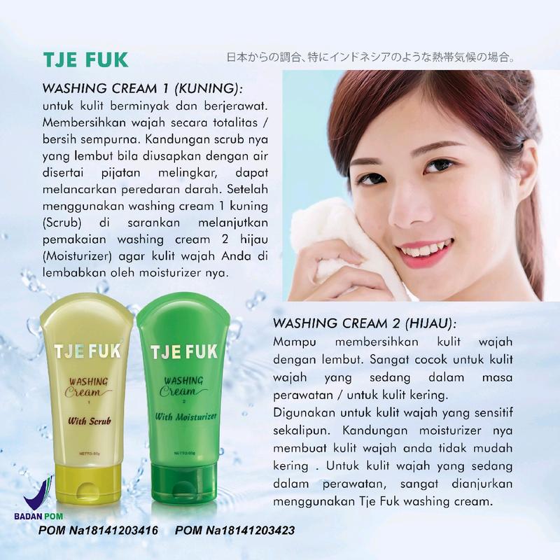 TJE FUK Washing Cream with Moisturizer 60 Gr (Hijau)  - Facial Wash Sabun Cuci Muka Membersihkan Kotoran di Wajah Untuk Kamu Yang Berjerawat dan Kulit Kering Mencerahkan Cair 3
