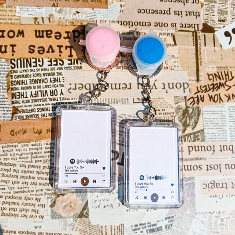 NEW - Ganci Spotify Polos Free Cat / Gantungan Kunci Sidik Jari / Keychain Couple Lucu (DAPAT 2PCS) Akrilik 4