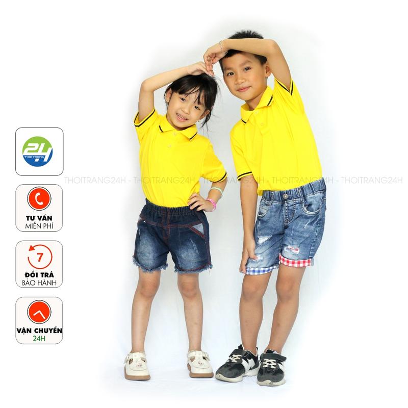 Áo Polo Có Cổ Trẻ Em Cho Bé ANDROMEDA  Màu Vàng Chất Vải Cá Sấu Mè Mềm Mịn Co Dãn Thoáng Mát Thun