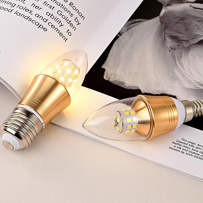Bóng Đèn LED, Bóng Đèn Nhọn Bầu Trời Đầy Sao, E14, Đế Vặn Nhỏ Đèn Chùm Pha Lê, Bóng Đèn Tiết Kiệm Năng Lượng, Nguồn Sáng