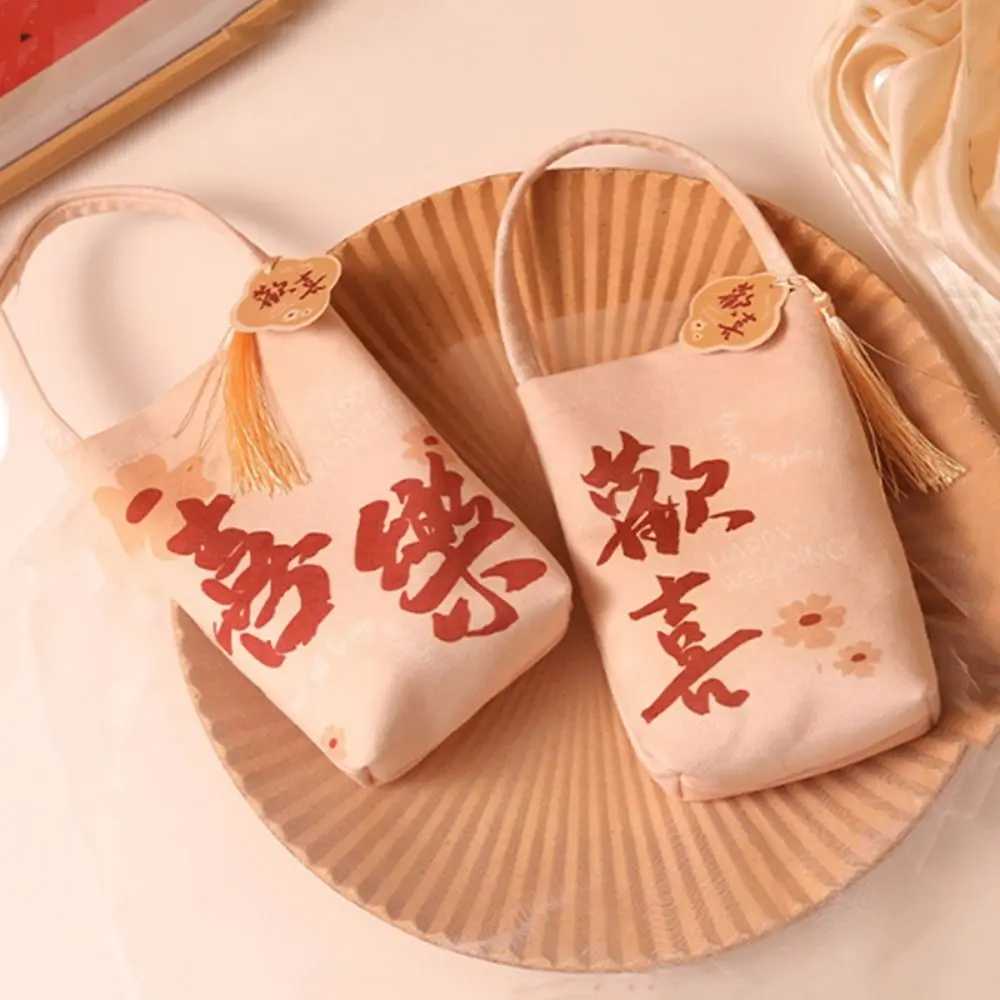 Multifunction Chinese Style Wedding Candy Bag Flower Velvet Candy Handbag Large Capacity with Tassel Chinese Wedding Favors For Jewelry Candy
