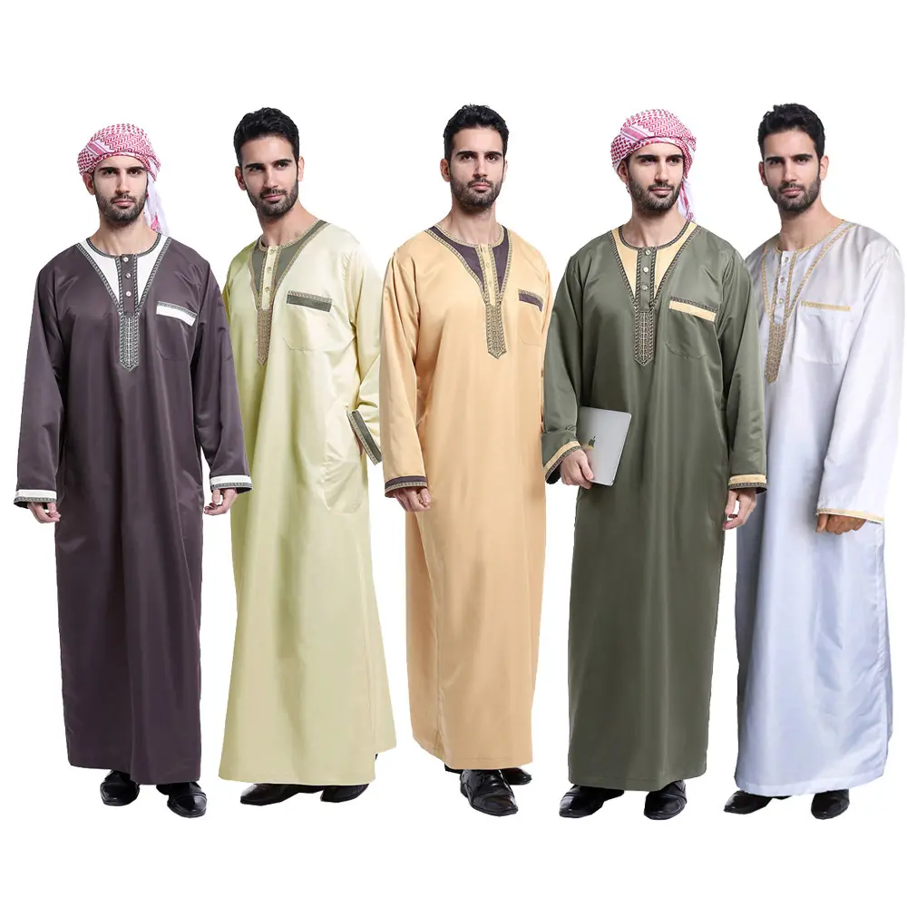 Thobe Arab, Gaya Dubai, Untuk Lelaki, Jubah Panjang Timur Tengah, Pakaian Islam Tradisional, Sesuai untuk Pakaian Hari Raya dan Fesyen Ramadan, Pakaian Muslim Bergaya, Tersedia untuk Pembeli Melayu, Thai dan Singapura.