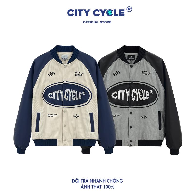 Áo Khoác Varsity Local Brand Orbit City Cycle 2 lớp nỉ nhung phối da nam nữ form rộng oversize Jacket Ong aokhoac nam