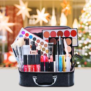 Makeup Set with Storage Case, All in One Face Cosmetic Product, Eyeshadow Palette, Lipsticks, Blush, Foundation Primer, Eyebrow Powder, Concealer, Makeup Brushes & Sponge, One Size Makeup