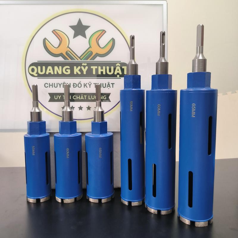 Mũi Khoan Khoét Tường Xanh nhám Me Kim Cương Cao Cấp: Chân Lục & Chân Bê Tông Liền Khối Cao Cấp, Với số lượng me nhiều hơn gồm các phi(30-35-55-60-65)18cm và 28cm có Tùy Chọn Định tâm khoan Được Sắt