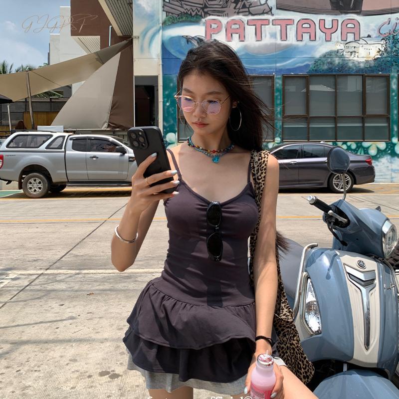 Product Introduction of Women'sFit Cami Dress Sleeveless Spaghetti Strap Ruffle Hem Dress Party Mini Dress Clubwear 24